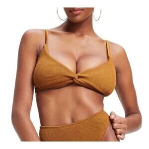 Good American Crinkle Always Fits Twist Top Bronze Size 1